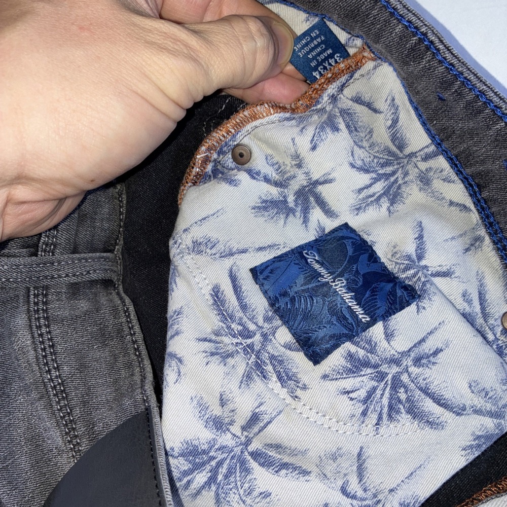 Tommy Bahama Indigo Palms Light Weight Stretch Tapered Jeans Men's 34x34 Gray - Picture 7 of 16